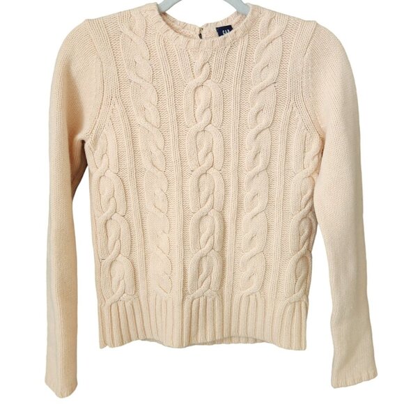 Vtg Y2K GAP Sweater Womens S Cable Knit Wool Angora Cashmere Blend Cropped Peach - Picture 1 of 14